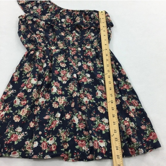 Vintage Y2K Floral Ruffle asymmetrical Mini dress Cottagecore boho spring - Picture 11 of 12